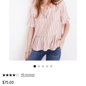 Madewell ruffle-hem top in Cecilia stripe small